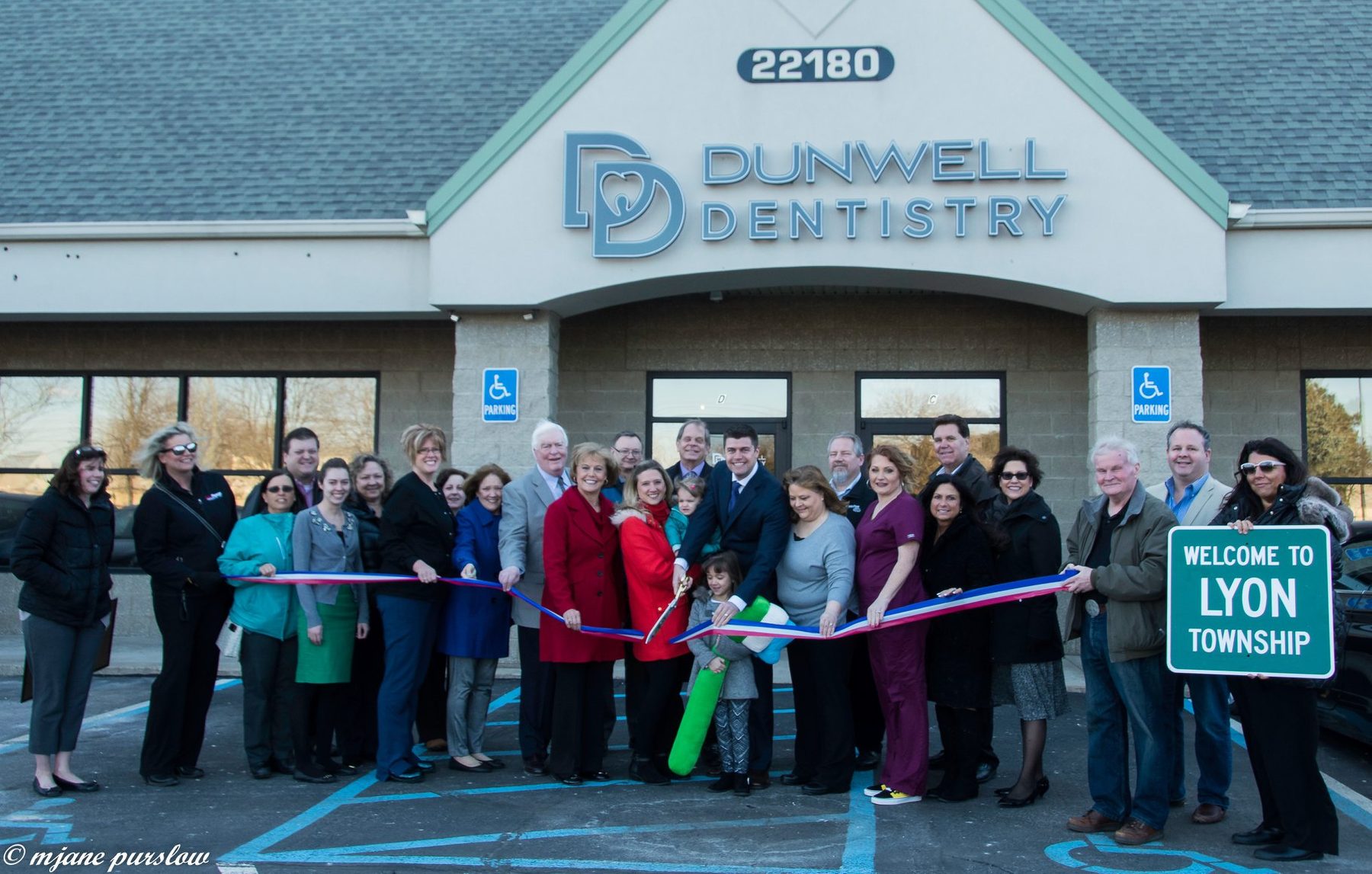 The ribbon cutting ceremony at Dunwell Dentistry with the Kensington Valley Chamber of Commerce