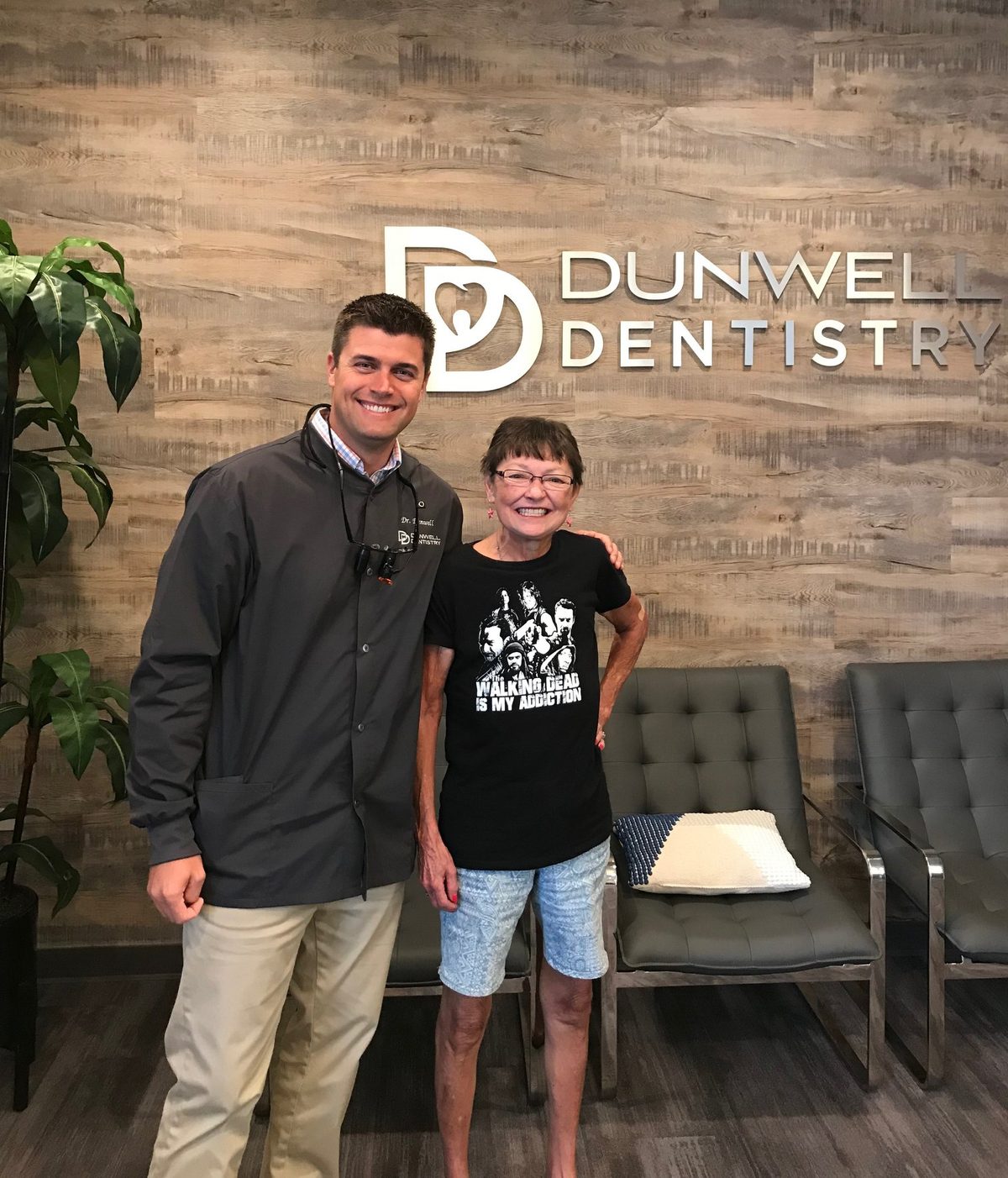 A patient in the waiting area at Dunwell Dentistry